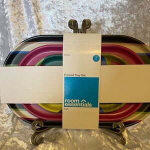 Room Essentials Colorful Oval Melamine Tray Set, pack of 3
